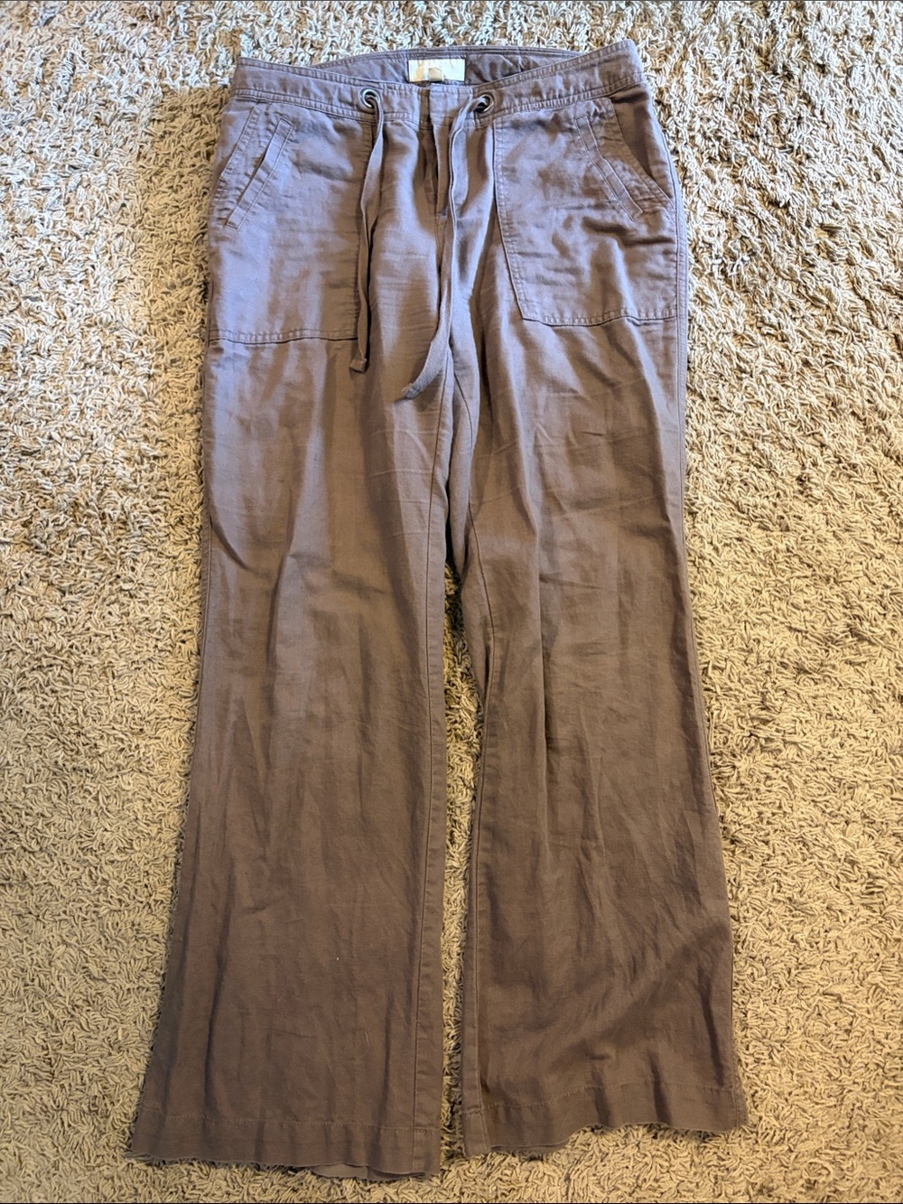 Banana Republic Taupe Drawstring Wide-Leg Trousers